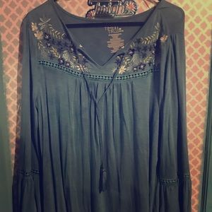 Time and Tru Long sleeve Tunic Top Blue Medium